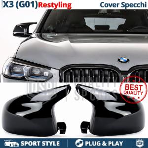 Side MIRROR CAPS for Bmw X3 G01 from 2021, Glossy Black Thick Replacement Covers | Lifetime Warranty