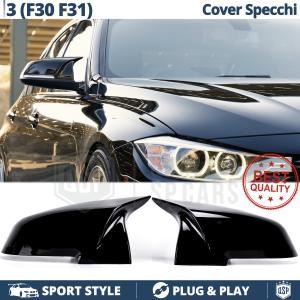 Side MIRROR CAPS for Bmw 3 Series (F30 F31), Glossy Black Rigid Thick Covers | Lifetime Warranty