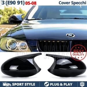Side MIRROR CAPS for Bmw 3 Series E90 E91 (05-08) | Glossy Black Thick Covers | Lifetime Warranty