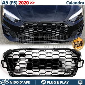 REJILLA Delantera para Audi A5 F5, S5 (desde 2020), Parrilla NIDO DE ABEJA Negro Brillante | Tuning Estilo rs