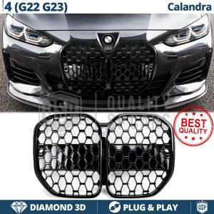 CALANDRE Avant pour BMW Série 4 (G22, G23) Diamant 3d Design | Noir Brillant Tuning M 