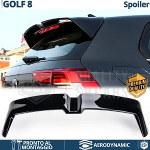 Rear SPOILER for VW GOLF 8, Aerodynamic Trunk Boot Spoiler Glossy BLACK in ABS Tuning