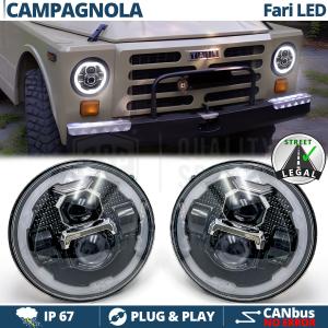 LED HEADLIGHTS for FIAT CAMPAGNOLA, White Light 6500K Angel Eyes | APPROVED