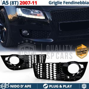 Fog Light Grill Trim for AUDI A5 8T (07-11) | Honeycomb, Glossy Black, Tuning Cover Grille