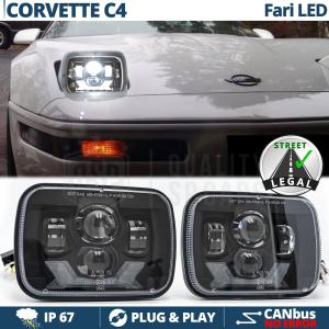 Front Full LED HEADLIGHTS for Chevrolet Corvette C4, APPROVED, Powerful White Light 6500K | PLUG & PLAY