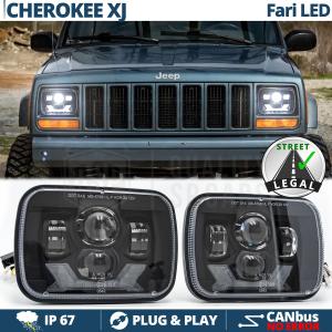 Front Full LED HEADLIGHTS for Jeep Cherokee XJ, APPROVED, Powerful White Light 6500K | PLUG & PLAY