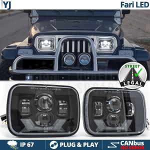 Front Full LED HEADLIGHTS for Jeep Wrangler YJ, APPROVED, Powerful White Light 6500K | PLUG & PLAY
