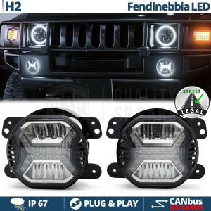 Fari Fendinebbia LED Per Hummer H2, OMOLOGATI, con Luci Diurne LED DRL | Luce Bianca 48W