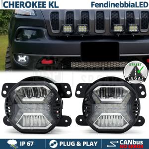 LED Nebelscheinwerfer für Jeep CHEROKEE KL ZUGELASSEN, mit LED DRL Tagfahrlichtern | Weißes Licht 