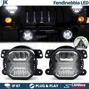Fari Fendinebbia LED Per Jeep WRANGLER JK, OMOLOGATI, con Luci Diurne LED DRL | Luce Bianca 
