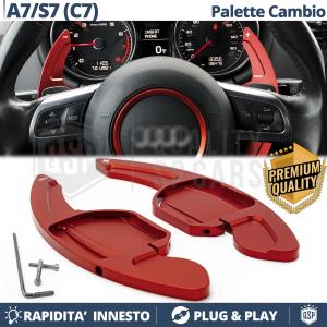 2 Steering Wheel Paddle Shift for AUDI A7 (C7) | Red Aluminum Paddle Shift Extension 