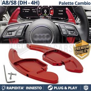 2 Steering Wheel Paddle Shift for AUDI A8 (D4-4H) | Red Aluminum Paddle Shift Extension 