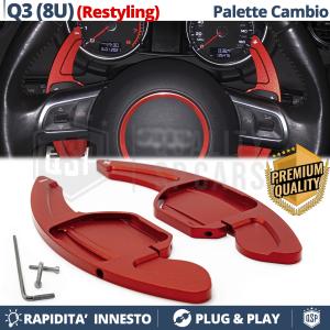 2 Steering Wheel Paddle Shift for AUDI Q3 (8U) 14-18 | Red Aluminum Paddle Shifters Extension 