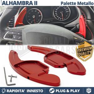 2 Palettes au Volant pour SEAT Alhambra 2 | Extension Palettes en Aluminium Rouge