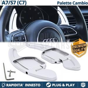 2 Steering Wheel Paddle Shift for AUDI A7 (C7) | Silver Aluminum Paddle Shifters Extension 