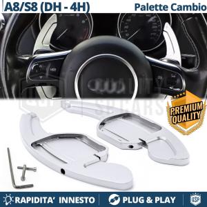 2 Steering Wheel Paddle Shift for AUDI A8 (D4-4H) | Silver Aluminum Paddle Shifters Extension 