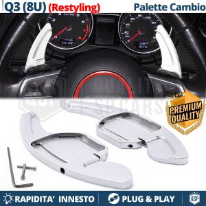 2 Steering Wheel Paddle Shift for AUDI Q3 (8U) 14-18 | Silver Aluminum Paddle Shifters Extension 