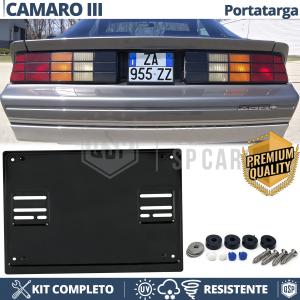 Portamatrícula TRASERO para Chevrolet Camaro 3 Cuadrado | Kit COMPLETO en ACERO INOXIDABLE Negro