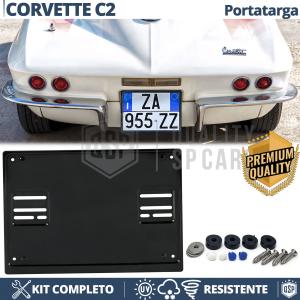 HINTEN Quadratischer Nummernschildhalter für Chevrolet Corvette C2 | KOMPLETTSET Schwarz EDELSTAHL