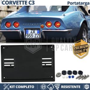 HINTEN Quadratischer Nummernschildhalter für Chevrolet Corvette C3 | KOMPLETTSET Schwarz EDELSTAHL
