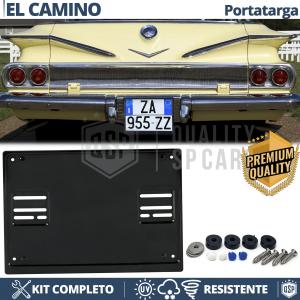 HINTEN Quadratischer Nummernschildhalter für Chevrolet El-Camino | KOMPLETTSET Schwarz EDELSTAHL