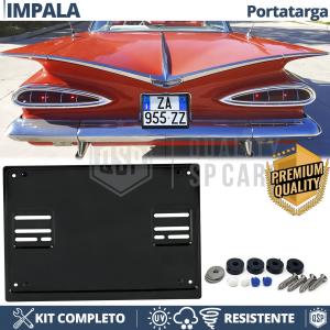 Portamatrícula TRASERO para Chevrolet Impala Cuadrado | Kit COMPLETO en ACERO INOXIDABLE Negro