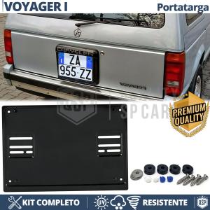 Support Plaque Immatriculation ARRIÈRE pour Chrysler Voyager 1 Carré | Kit COMPLET en ACIER INOXYDABLE Noir