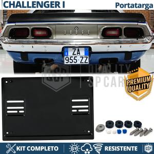 REAR Square License Plate Holder for Dodge Challenger 1 | FULL Kit in Black STAINLESS STEEL
