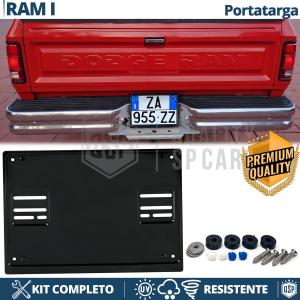REAR Square License Plate Holder for Dodge Ram 1 | FULL Kit in Black STAINLESS STEEL