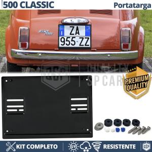 Portamatrícula TRASERO para Fiat 500 Antigua Cuadrado | Kit COMPLETO en ACERO INOXIDABLE Negro