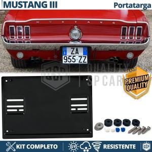 HINTEN Quadratischer Nummernschildhalter für Ford Mustang 3 | KOMPLETTSET Schwarz EDELSTAHL