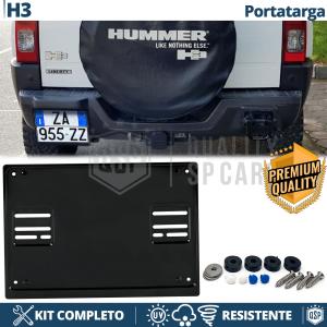Portatarga POSTERIORE per Hummer H3 Quadrato | Kit COMPLETO in ACCIAIO INOX Nero