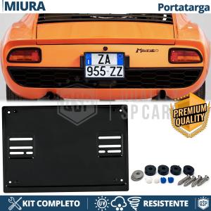 Support Plaque Immatriculation ARRIÈRE pour Lamborghini Miura Carré | Kit COMPLET en ACIER INOXYDABLE Noir