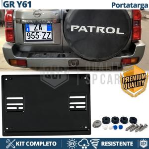 Portatarga POSTERIORE per Nissan Patrol GR Y61 Quadrato | Kit COMPLETO in ACCIAIO INOX Nero