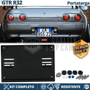 REAR Square License Plate Holder for Nissan Skyline GT-R R32 | FULL Kit in Black STAINLESS STEEL