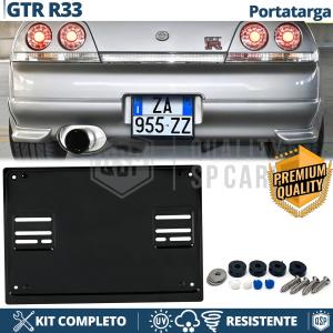 Support Plaque Immatriculation ARRIÈRE pour Nissan Skyline GT-R R33 Carré | Kit COMPLET en ACIER INOXYDABLE Noir