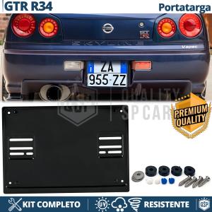 REAR Square License Plate Holder for Nissan Skyline GT-R R34 | FULL Kit in Black STAINLESS STEEL