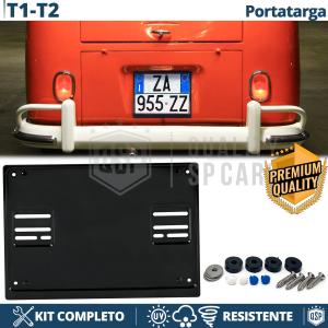 REAR Square License Plate Holder for Volkswagen T1, T2 | FULL Kit in Black STAINLESS STEEL